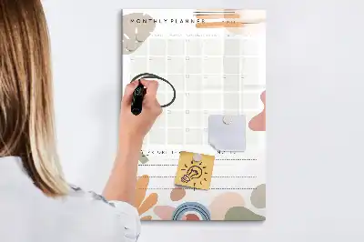 Glazen maandplanner magnetisch memobord voor aan de muur