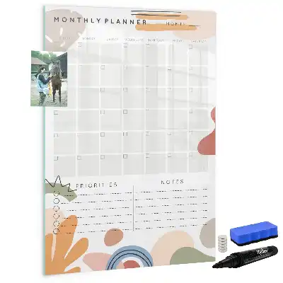 Glazen maandplanner magnetisch memobord voor aan de muur