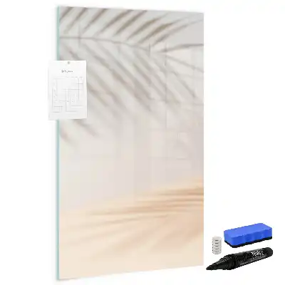 Glazen magneetbord met print schaduw van palmblad