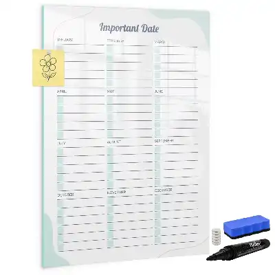 Magnetisch glazen memobord voor aan de muur belangrijke datums