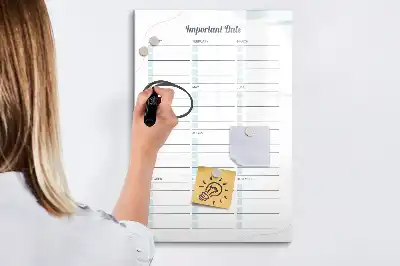 Magnetisch glazen memobord voor aan de muur belangrijke datums