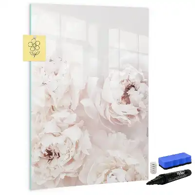 Magnetisch memobord van glas met print van pioenen