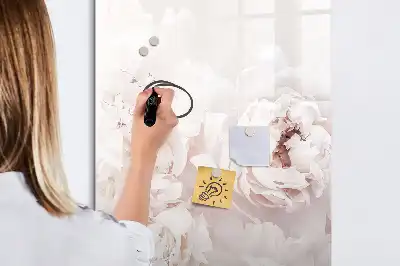 Magnetisch memobord van glas met print van pioenen