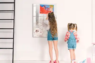 Magnetisch memobord van glas met print van pioenen