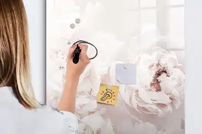 Magnetisch memobord van glas met print van pioenen