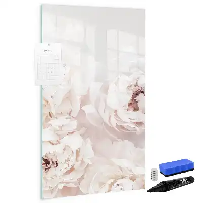 Magnetisch memobord van glas met print van pioenen