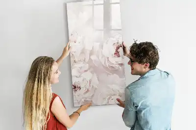 Magnetisch memobord van glas met print van pioenen