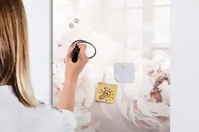 Magnetisch memobord van glas met print van pioenen