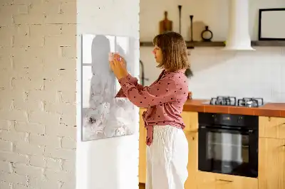 Magnetisch memobord van glas met print van pioenen