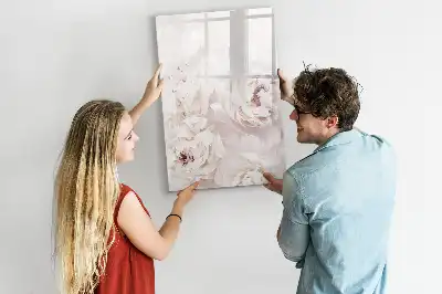 Magnetisch memobord van glas met print van pioenen