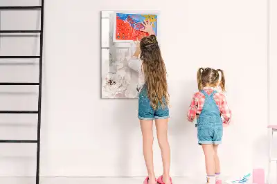Magnetisch memobord van glas met print van pioenen