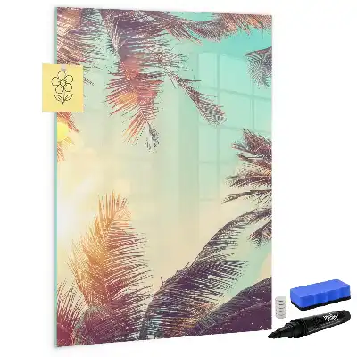 Glazen magneetbord met tropische palmdessin