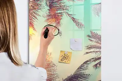 Glazen magneetbord met tropische palmdessin