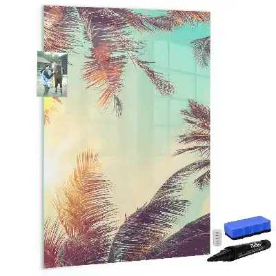 Glazen magneetbord met tropische palmdessin
