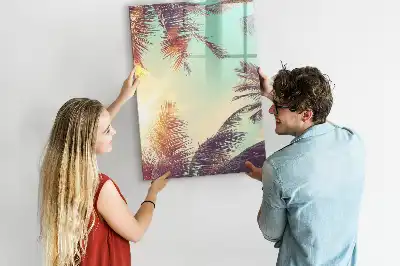 Glazen magneetbord met tropische palmdessin