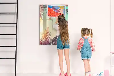 Glazen magneetbord met tropische palmdessin
