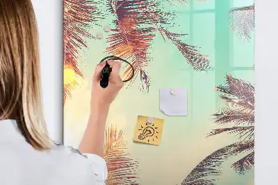 Glazen magneetbord met tropische palmdessin