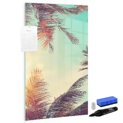 Glazen magneetbord met tropische palmdessin