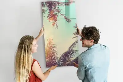 Glazen magneetbord met tropische palmdessin