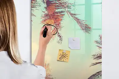 Glazen magneetbord met tropische palmdessin