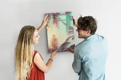 Glazen magneetbord met tropische palmdessin