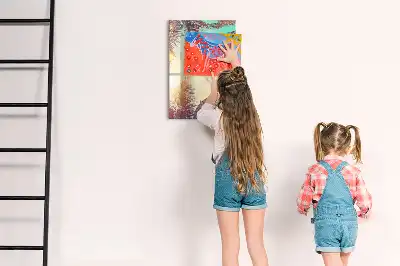 Glazen magneetbord met tropische palmdessin