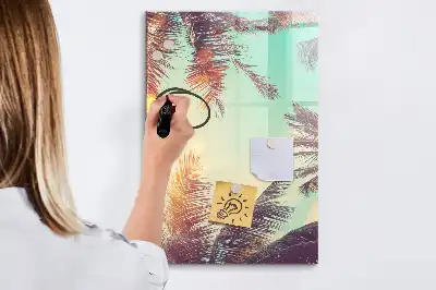 Glazen magneetbord met tropische palmdessin