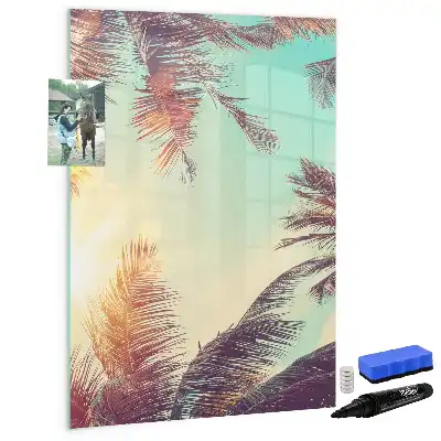Glazen magneetbord met tropische palmdessin