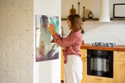 Glazen magneetbord met tropische palmdessin