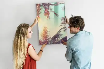 Glazen magneetbord met tropische palmdessin