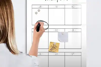 Magnetisch glazen memobord voor aan de muur met opdruk maandelijkse doelen