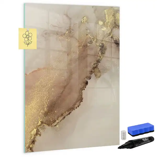 Glazen magneetbord met glittermarmer print