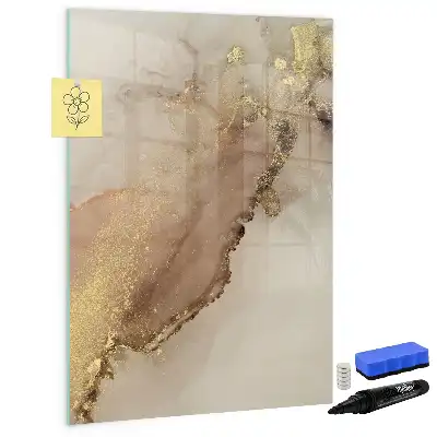 Glazen magneetbord met glittermarmer print