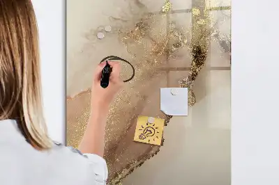 Glazen magneetbord met glittermarmer print