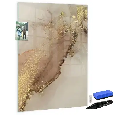 Glazen magneetbord met glittermarmer print