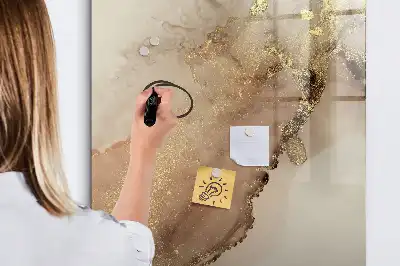 Glazen magneetbord met glittermarmer print