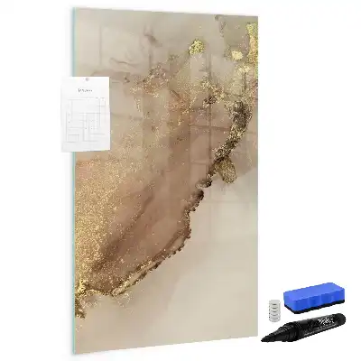 Glazen magneetbord met glittermarmer print