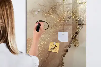 Glazen magneetbord met glittermarmer print