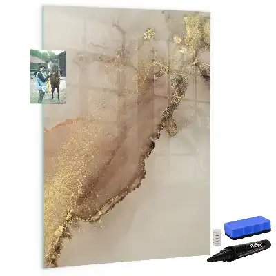Glazen magneetbord met glittermarmer print