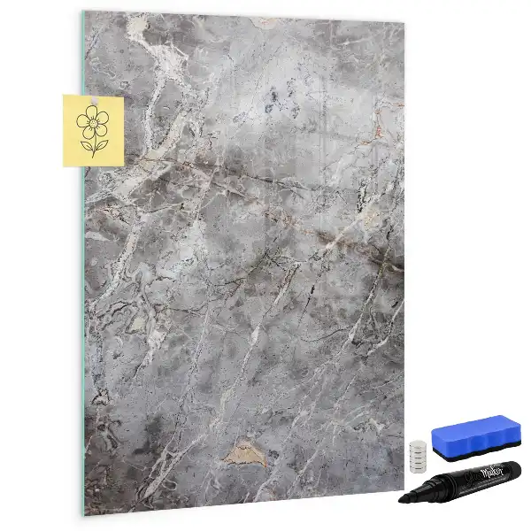 Glazen magneetbord met decoratieve print donker marmer