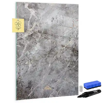 Glazen magneetbord met decoratieve print donker marmer