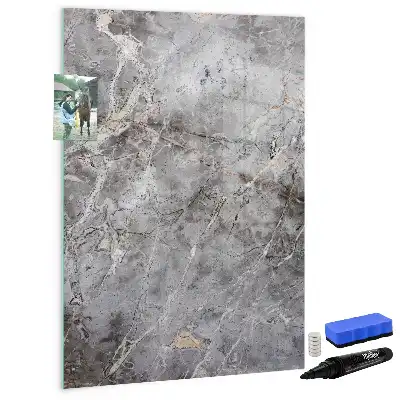 Glazen magneetbord met decoratieve print donker marmer