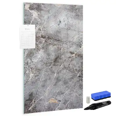 Glazen magneetbord met decoratieve print donker marmer