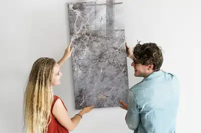 Glazen magneetbord met decoratieve print donker marmer