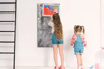 Glazen magneetbord met decoratieve print donker marmer