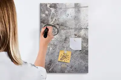 Glazen magneetbord met decoratieve print donker marmer