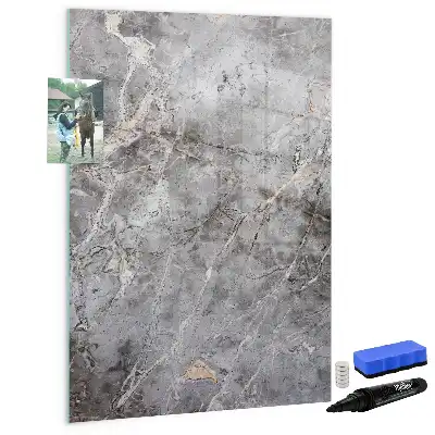 Glazen magneetbord met decoratieve print donker marmer