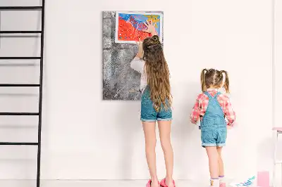 Glazen magneetbord met decoratieve print donker marmer