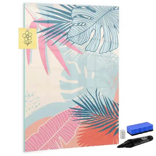 Magnetisch memobord van glas met pastelbladeren design