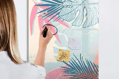 Magnetisch memobord van glas met pastelbladeren design